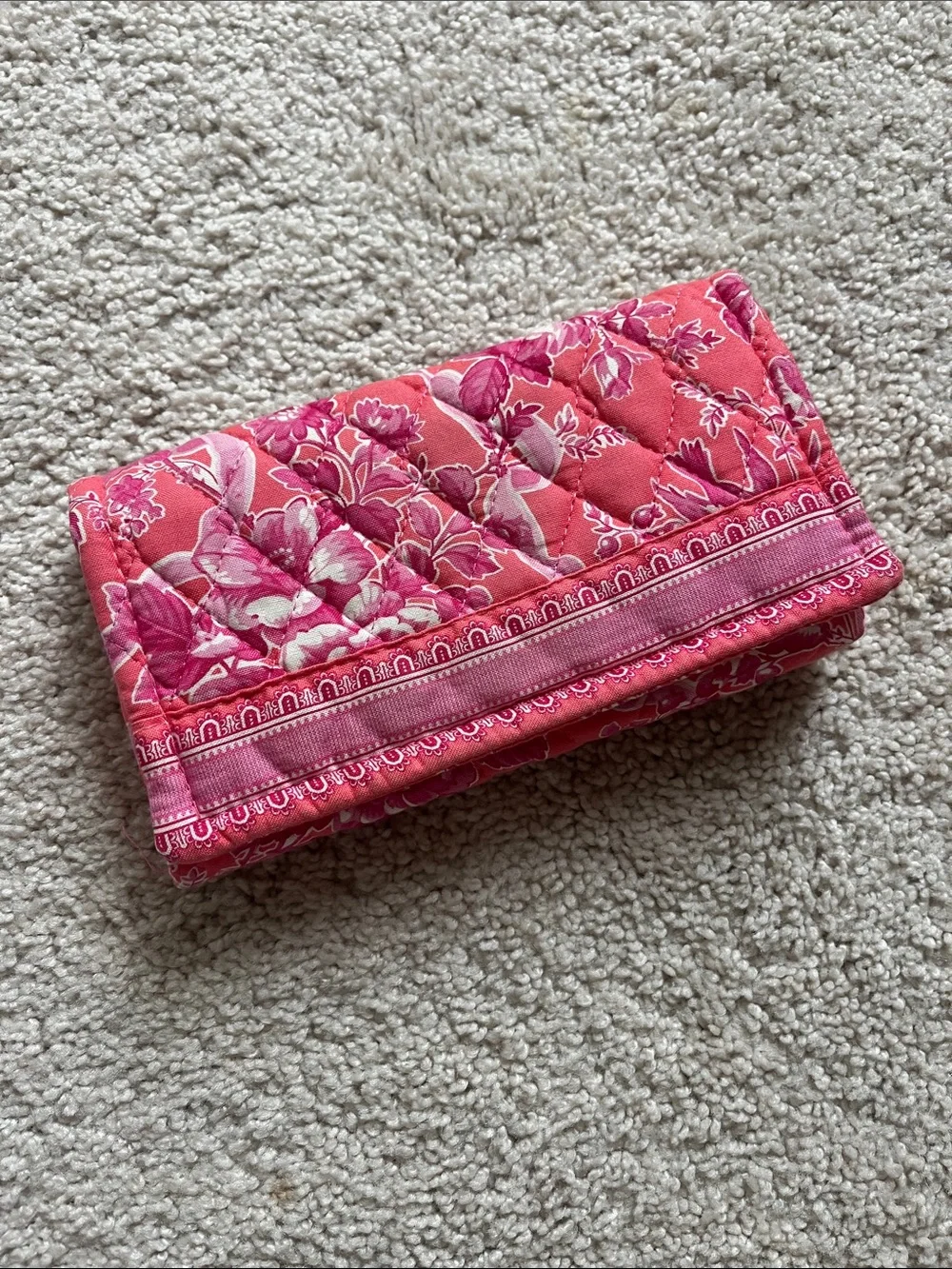 Vera Bradley Quilted Floral Trifold Wallet - Hot Pink Mix